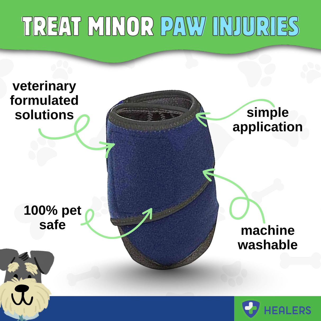 Healers Anti-Slip Dog Boots-Medical Paw Protection for Large Breeds, Traction Booties for Slippery Floors (Single Boot, 3.5" Paw Width, 90+ lbs), XL