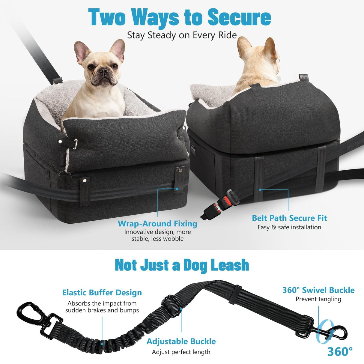 EASTBLUE Dog Booster Car Seat: Elevated Car Seat for Small Medium Dogs 0-35 lbs Washable & Safety Dog Travel Bed with Memory Foam Cushions for Pet Puppy Cat