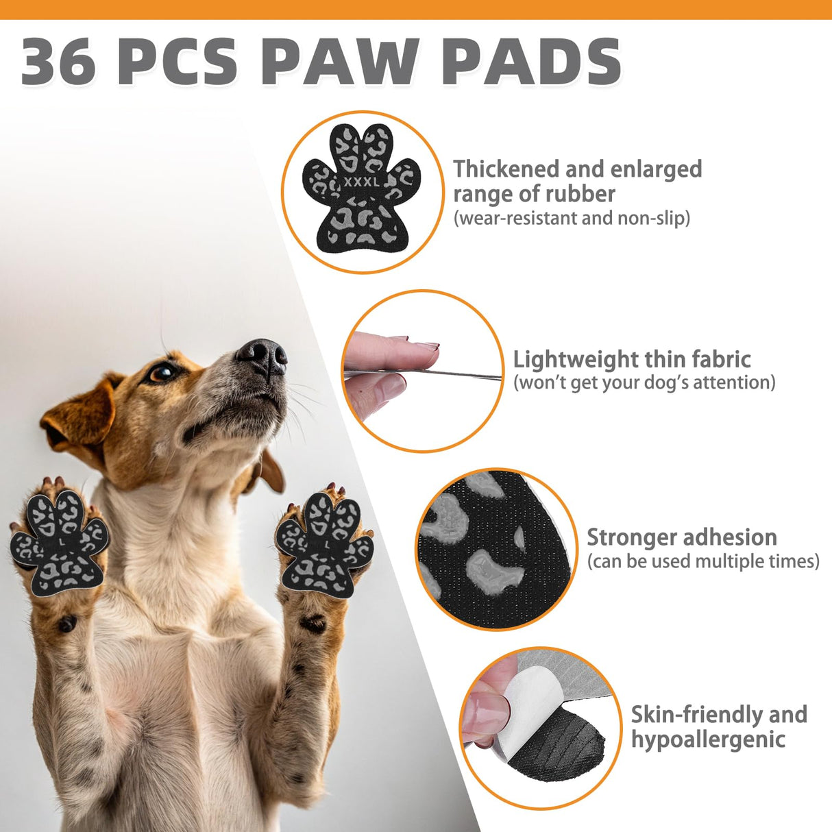 KOOLTAIL Anti-Slip Dog Paw Protector Gripper Traction Pads for Hot Pavement, Dog Feet Stickers with Stronger Adhesive on Hardwood Floors for Senior Dogs ,Pet Shoes Booties Socks Replacement (36 pcs)XL
