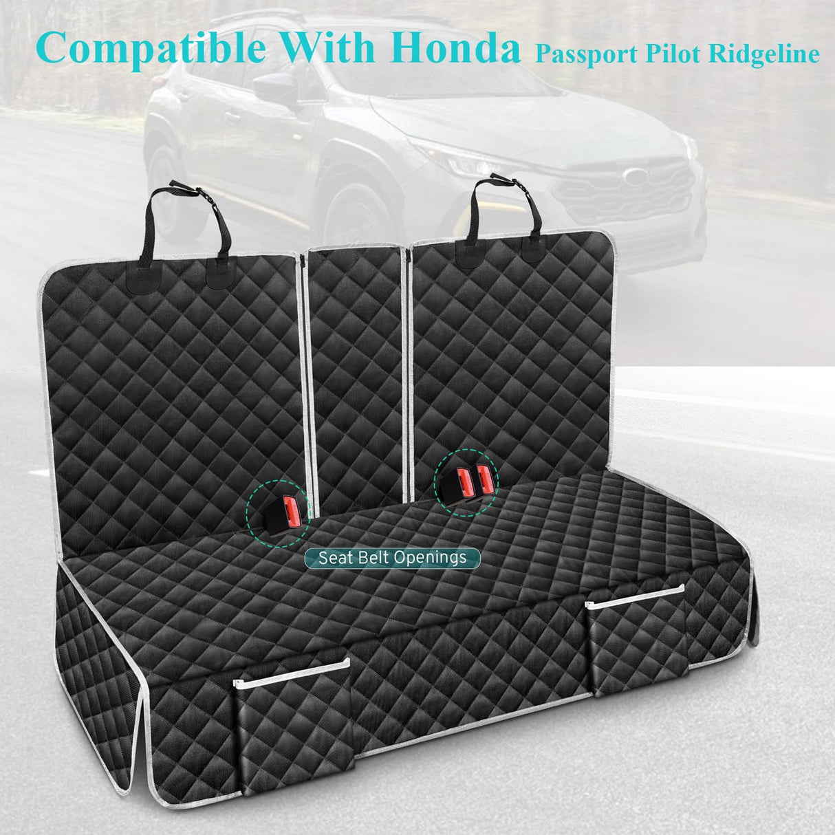 Truck Dog Seat Cover Compatible with Honda Passport/Pilot/Ridgeline Back Seat Accessories 2000-2023 2024 2025, Waterproof Car Pet Bench Backseat Covers with Non-Slip Backing