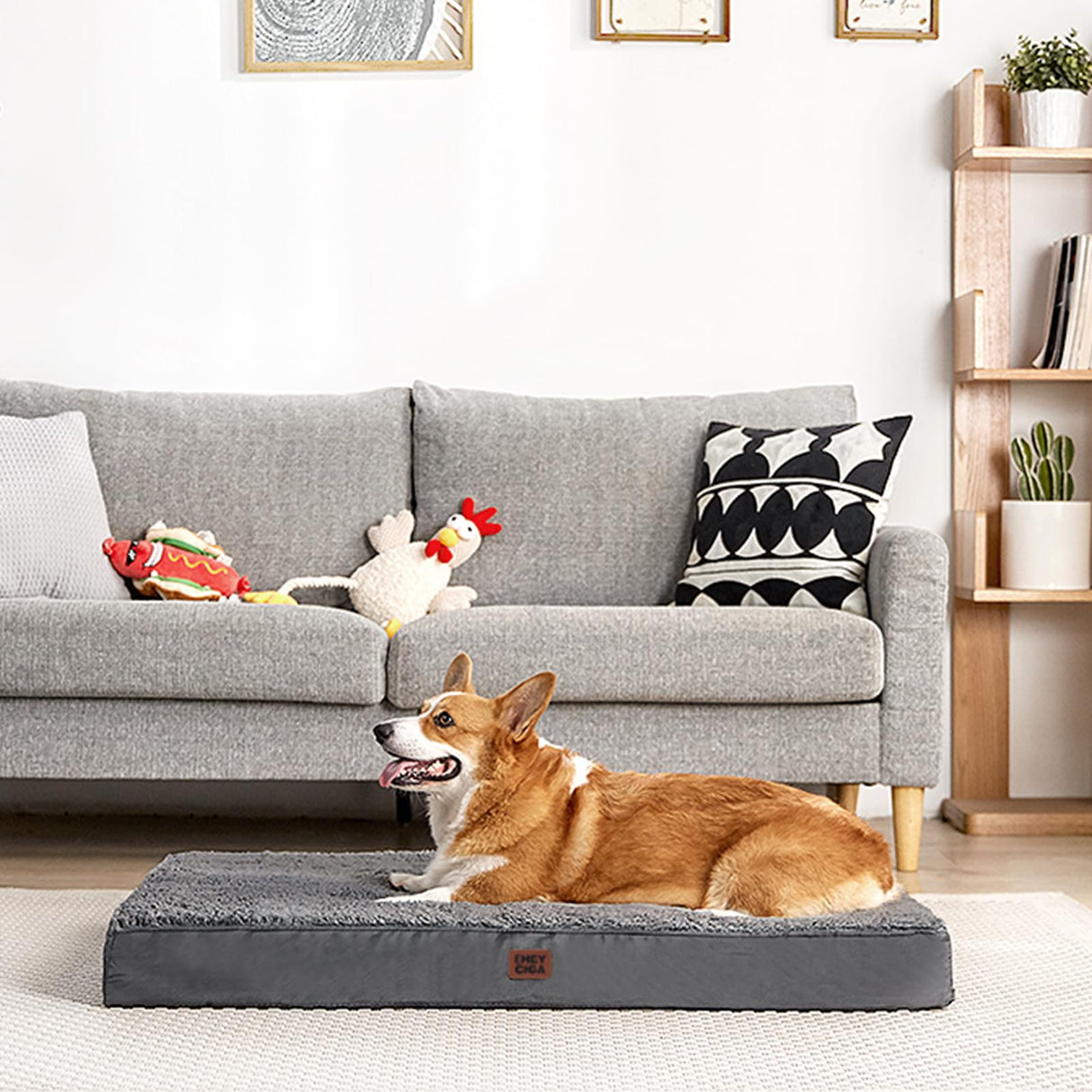 EHEYCIGA Orthopedic Medium XL XXL Dog Beds for Medium Large Extra Large Dogs with Removable Washable Cover for Crate,Grey, 36 * 27 * 3.5 inches