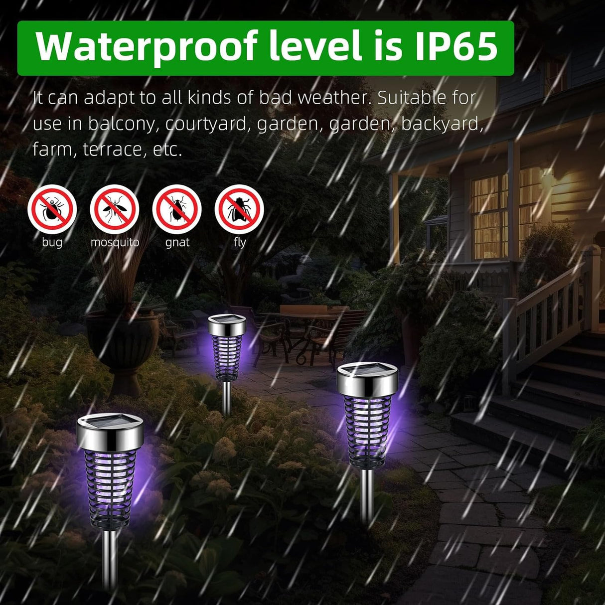 4 Pack Mosquito Zapper Solar Bug Zapper Outdoor Waterproof Mosquito Killer for Patio Yard Garden Pathway Mosquito Repellent Lighting Lamp