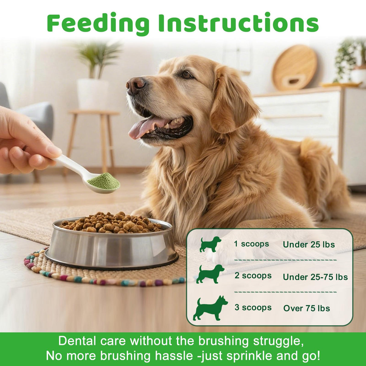 Dog Dental Powder, Dog Teeth Cleaning Powder Dog Breath Freshener with Natural Herbal Blend + Probiotics, Dogs Bad Breath Plaque Off Tartar Remover for Teeth Pet Tooth Cleaning, Mint, 60-Day Supply