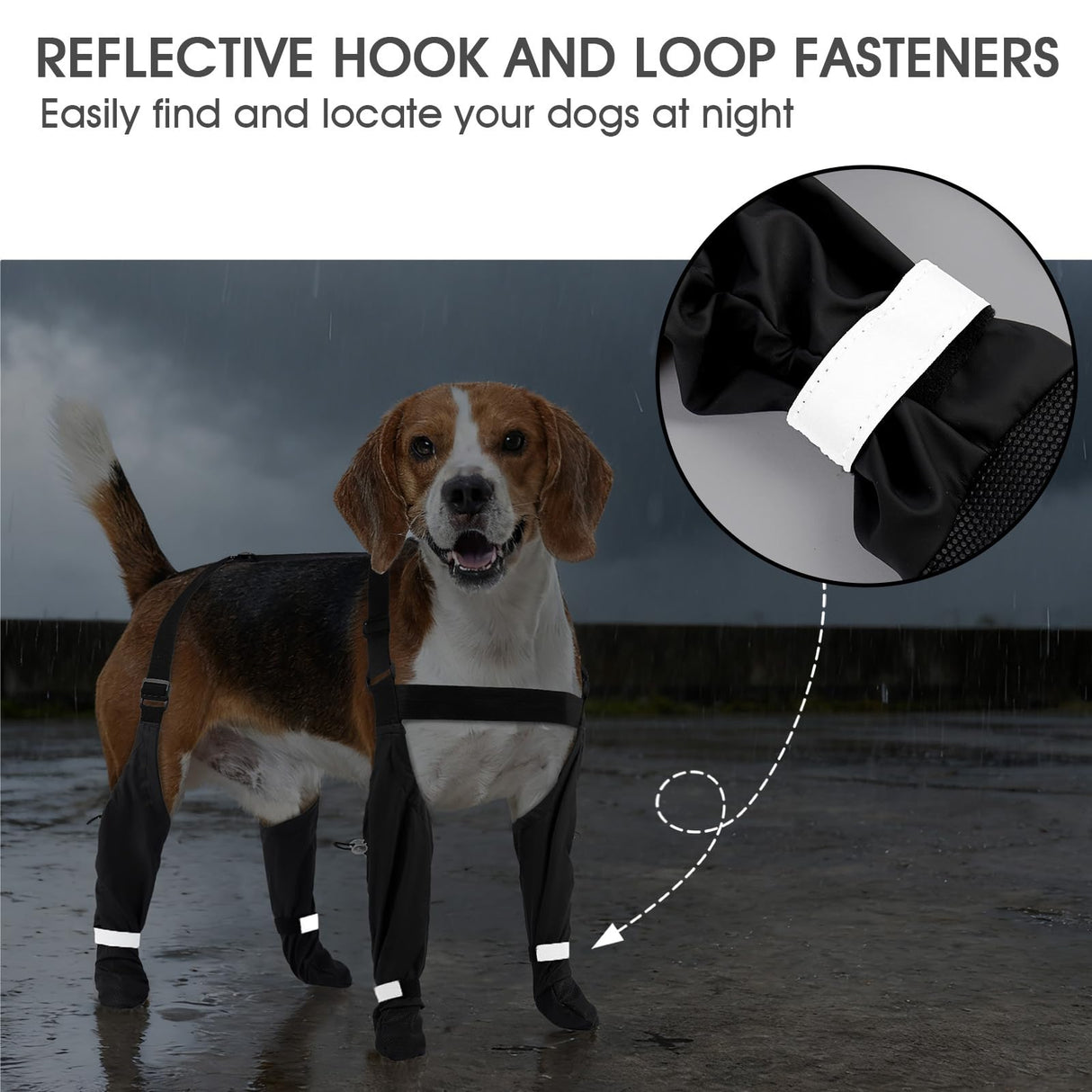 AuraPaw Dog Boots with Suspenders for Rainy & Snowy – Reflective & Waterproof & Adjustable Snow Booties, Dirt-Proof & Anti-Slip Shoes for Small Dogs, Outdoor Paw Protectors, Black, Size S