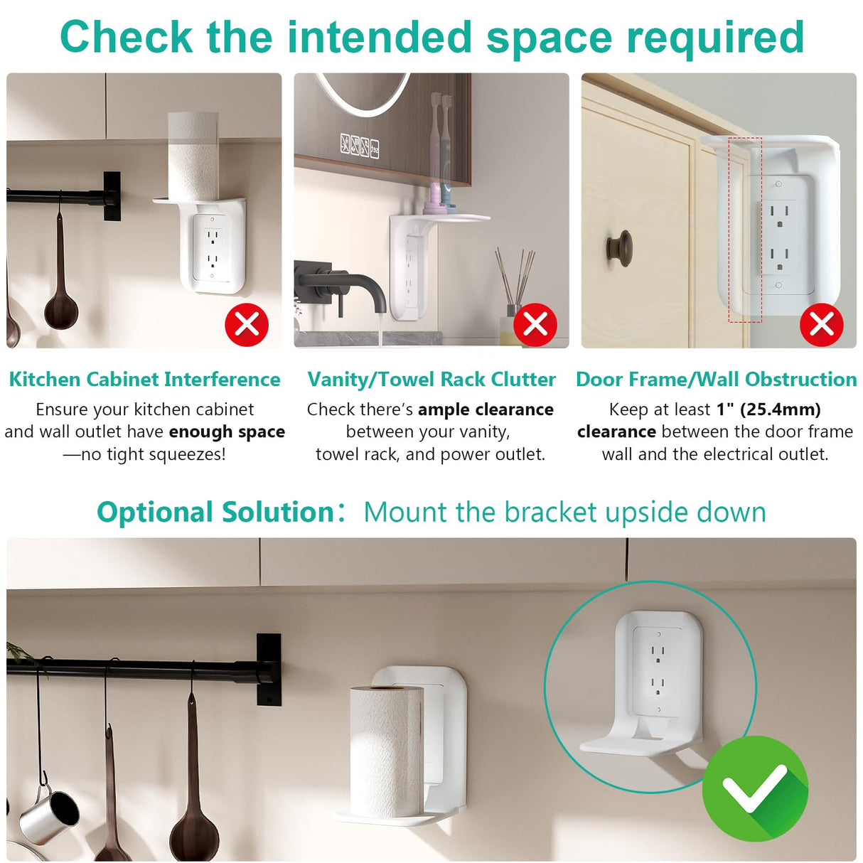 WALI Outlet Shelf Wall Holder, Bathroom Shelf up to 10lbs Standard Vertical Duplex Wall Organizer for Smart Home Decor Space Saving Power Tools, Toothbrush (OLS001-W), 1 Pack, White