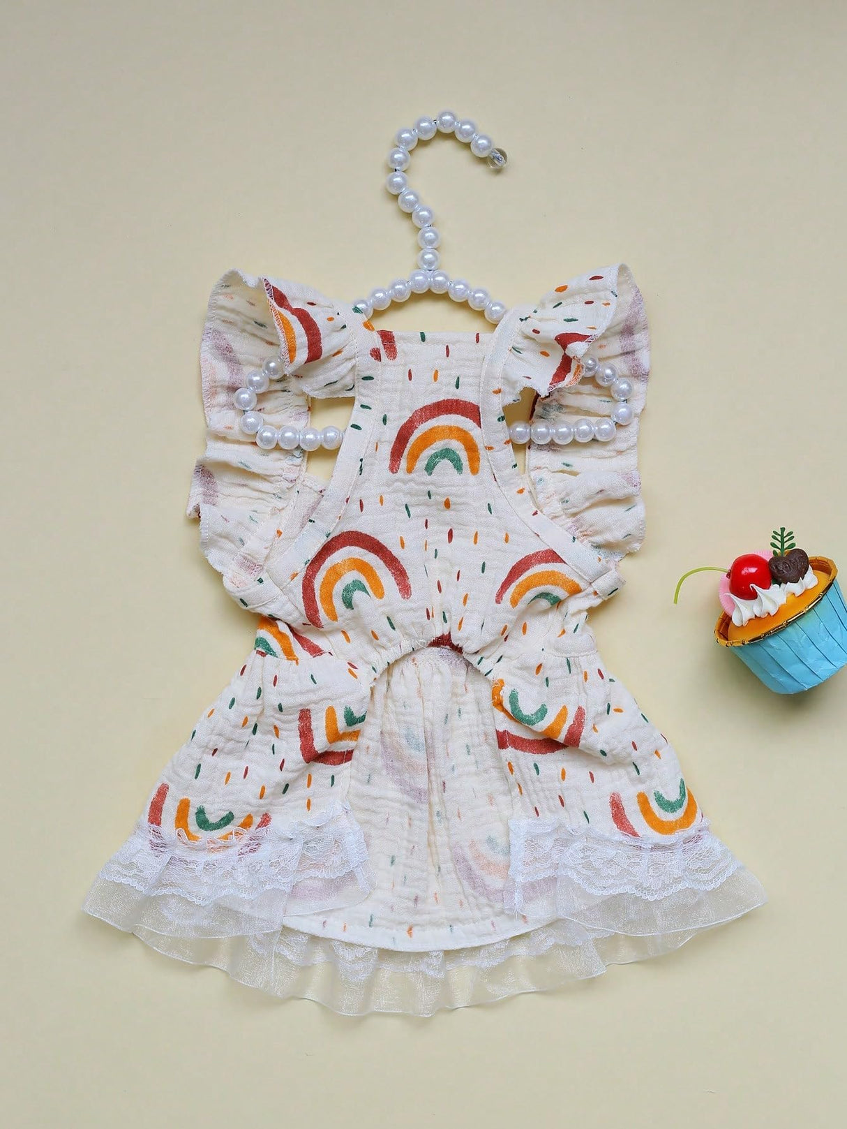 QWINEE 2pc Cute Dog Dress Ruffle Trim Princess Dress Cat Vest Dress Lace Trim Summer Dress Pet Clothes for Small Medium Cats Dogs Kitten Puppy Multi L