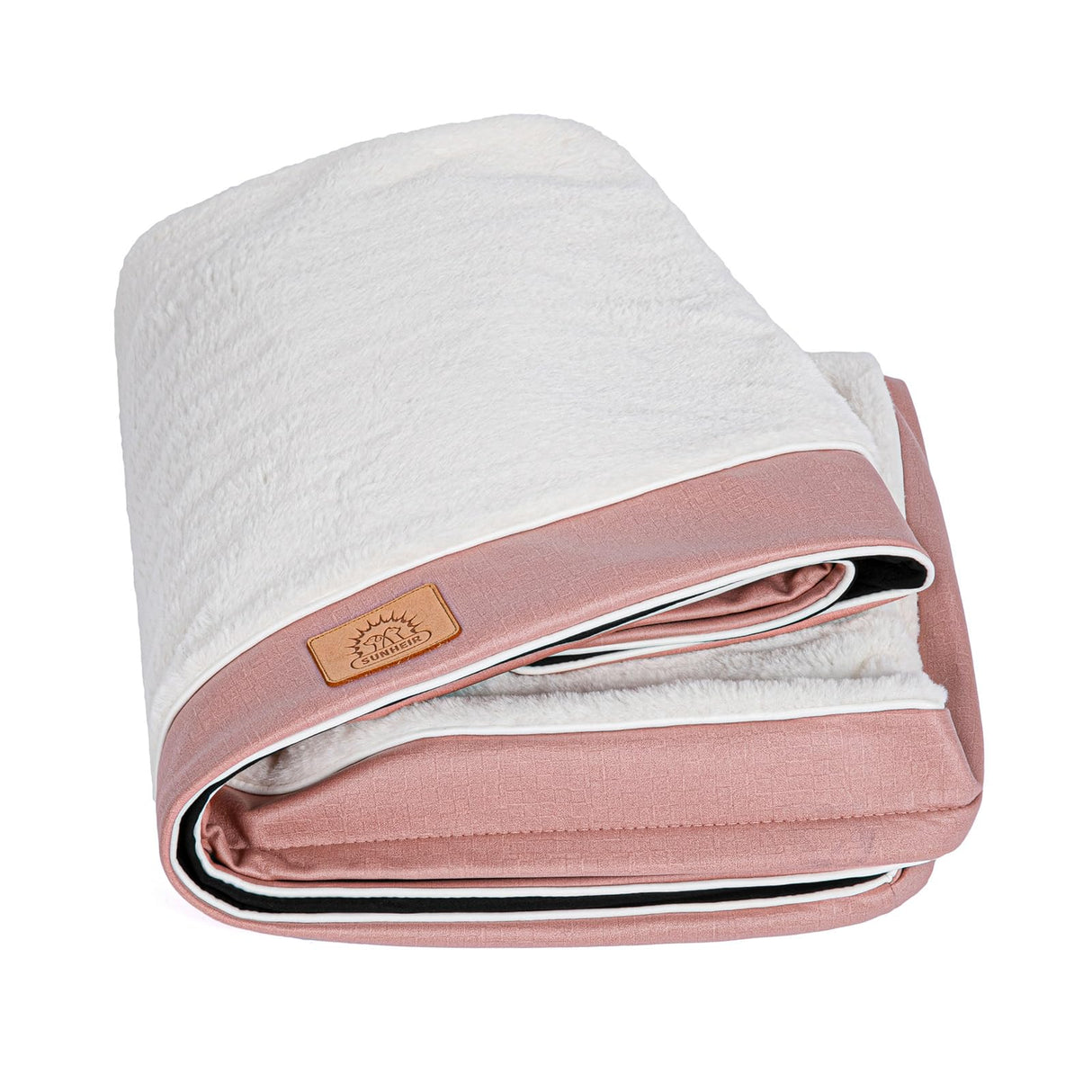 Sunheir Washable Jumbo Extra Large Dog Bed Covers Soft Plush Replacement, Waterproof Dog Bed Liner, Pet Bed Cover with Zipper 47x29x4 Inches, Pink, Cover Only