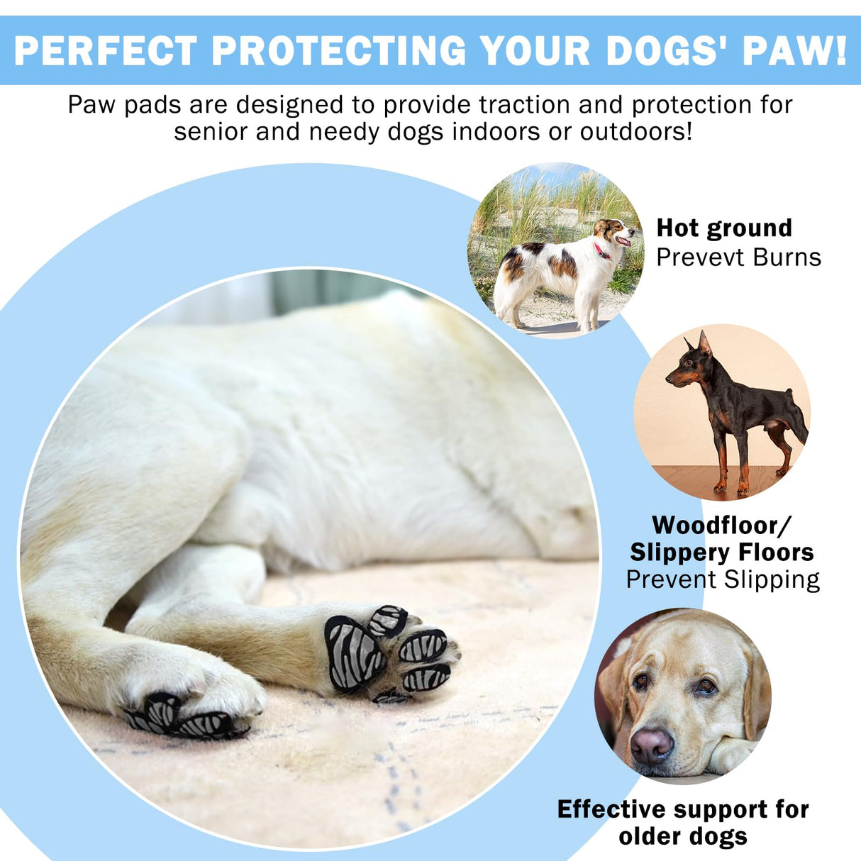 SCENEREAL Dog Paw Protector Anti-Slip Grips to Keeps Dogs from Slipping On Hardwood Floors, Best for Summer Hot Pavement, Dog Shoes Booties Socks Replacemen L 36 Pieces