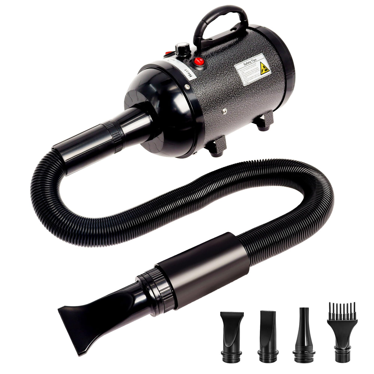 MCCKLE Dog Hair Dryer High Velocity Professional Dog Blow Dryer with Adjustable Speed Dog Pet Grooming Dryer Blower with 4 Nozzle 2 Blow Temperature(Black)
