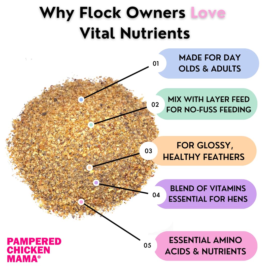 Vital Nutrients: Chicken Vitamins for Feed & Molting Supplement, Egg Booster, Poultry & Chicken Vitamins - Pampered Chicken Mama (5 pounds)