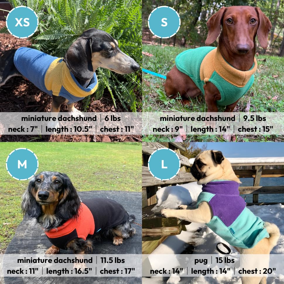 Gooby Fleece Vest Two Tone - Green, Small - Soft Fleece Vest with Durable Metal Leash Ring Stylish Two Tone Dog Sweater for Small to Medium Dogs