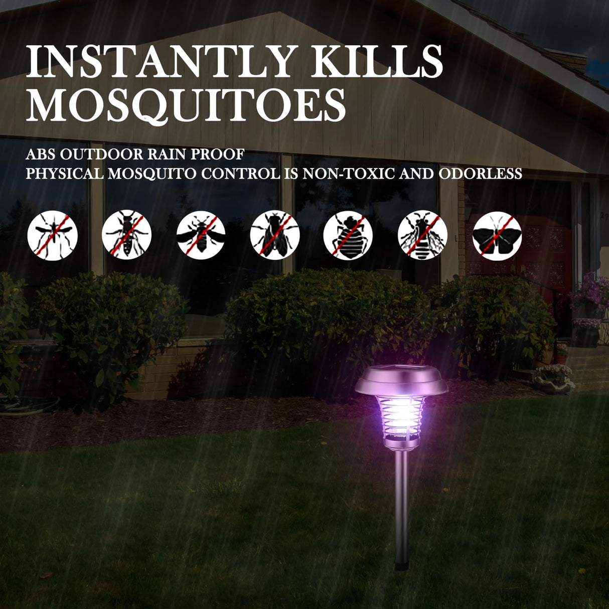 4 Pcs Solar Bug Zapper Waterproof Outdoor Mosquito Zapper Mosquito Killer and Lighting Mosquito Repellent Lamp for Indoor Outdoor Use Garden Patio, Purple and White Light (Silver, Stainless Steel)