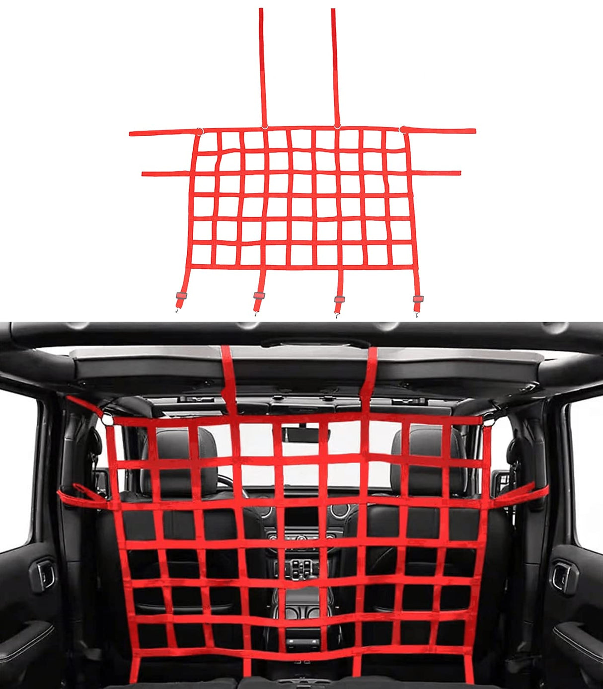 POETRYXIAO Rear Seat Isolation Pet Net, Back Seat Divider for Dog for 2007-2020 Jeep Wrangler JK JL Gladiator JT 2/4 Door(Red)