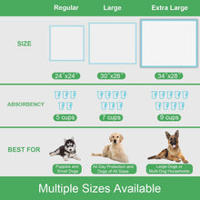 Load image into Gallery viewer, DEEP DEAR Extra Large Dog Pads 28"x34", 30 Count Thicker Puppy Pads XL, Super Absorbent Pee Pads for Dogs, Disposable Incontience Underpads for Doggies, Cats, Rabbits, Pups, Leak-Proof Pet Potty Mats