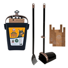 Load image into Gallery viewer, Arm & Hammer Dog Pooper Scooper Swivel Bin & Rake, Poop Scoop for Dogs, Black (2 Heavy Duty Scented Waste Bags Included)