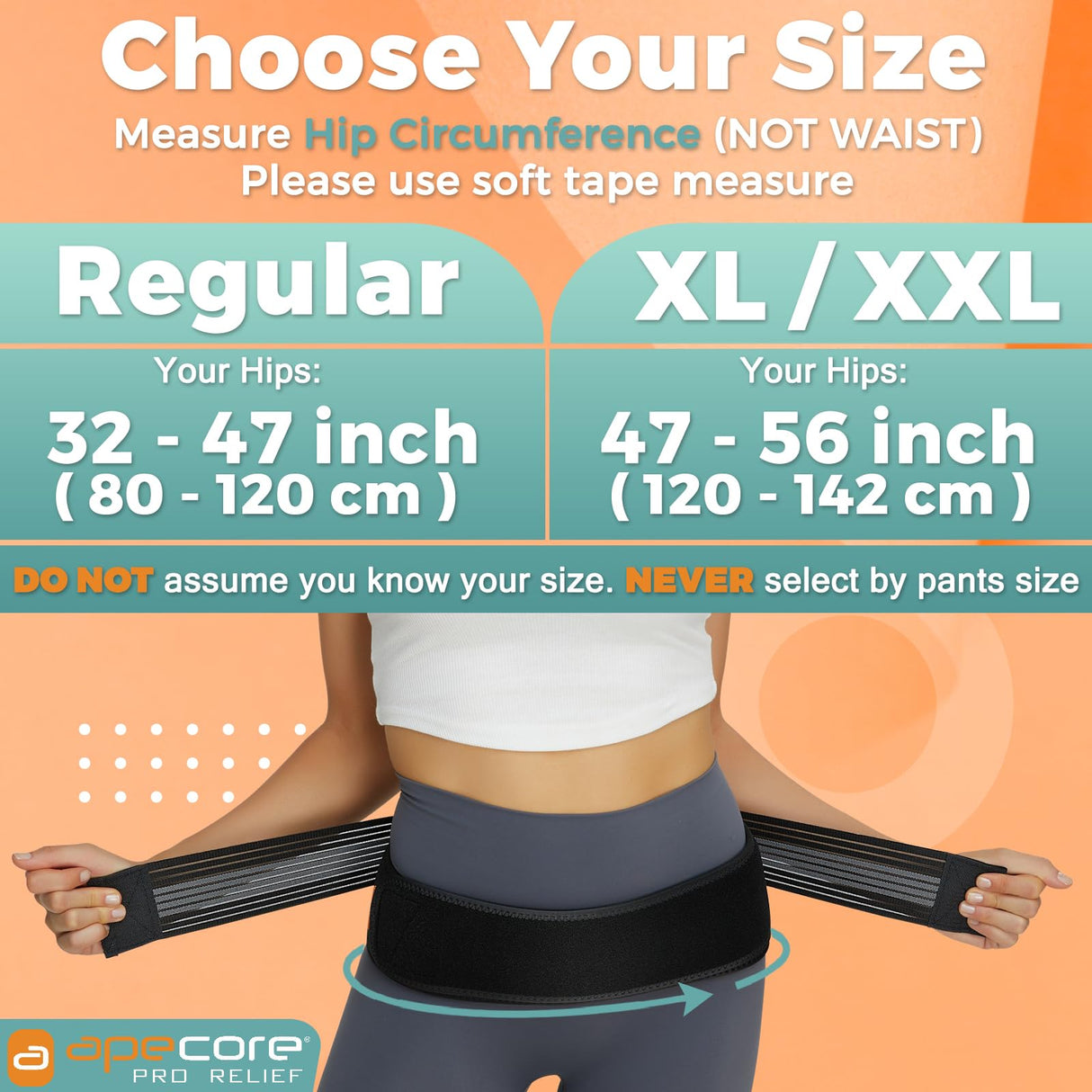 APECORE Sacroiliac Hip Belt for Women and Men That Alleviates Sciatic, Pelvic, Lower Back, Leg and Sacral Nerve Pain Caused by Si Joint Dysfunction| Hip Brace (Regular)