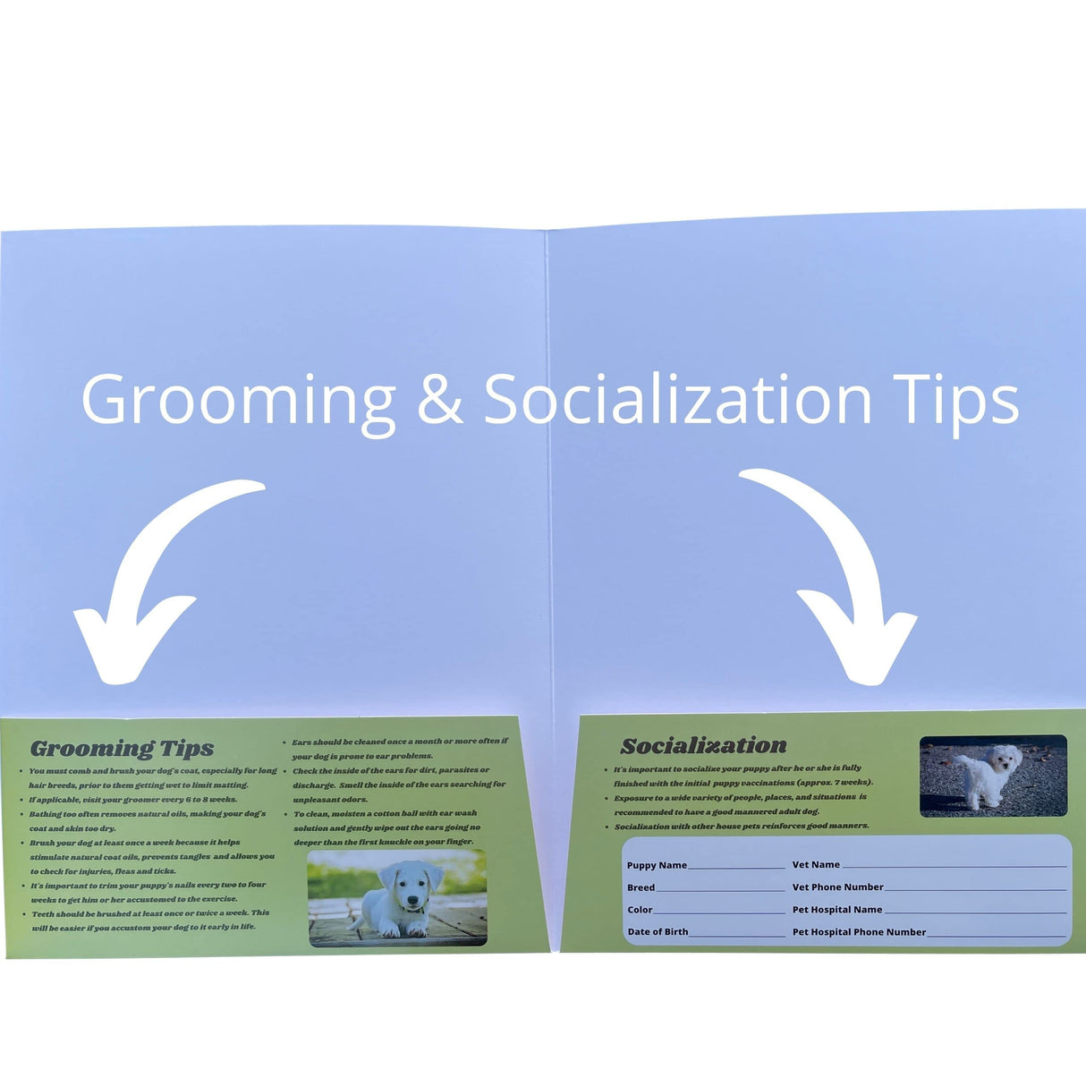 Groomers Margins Puppy Information Folders (10 Pack) - New Puppy Essentials and Dog Health Supplies for Breeders, Veterinarians, and Shelters - A Dog Owner Must Have