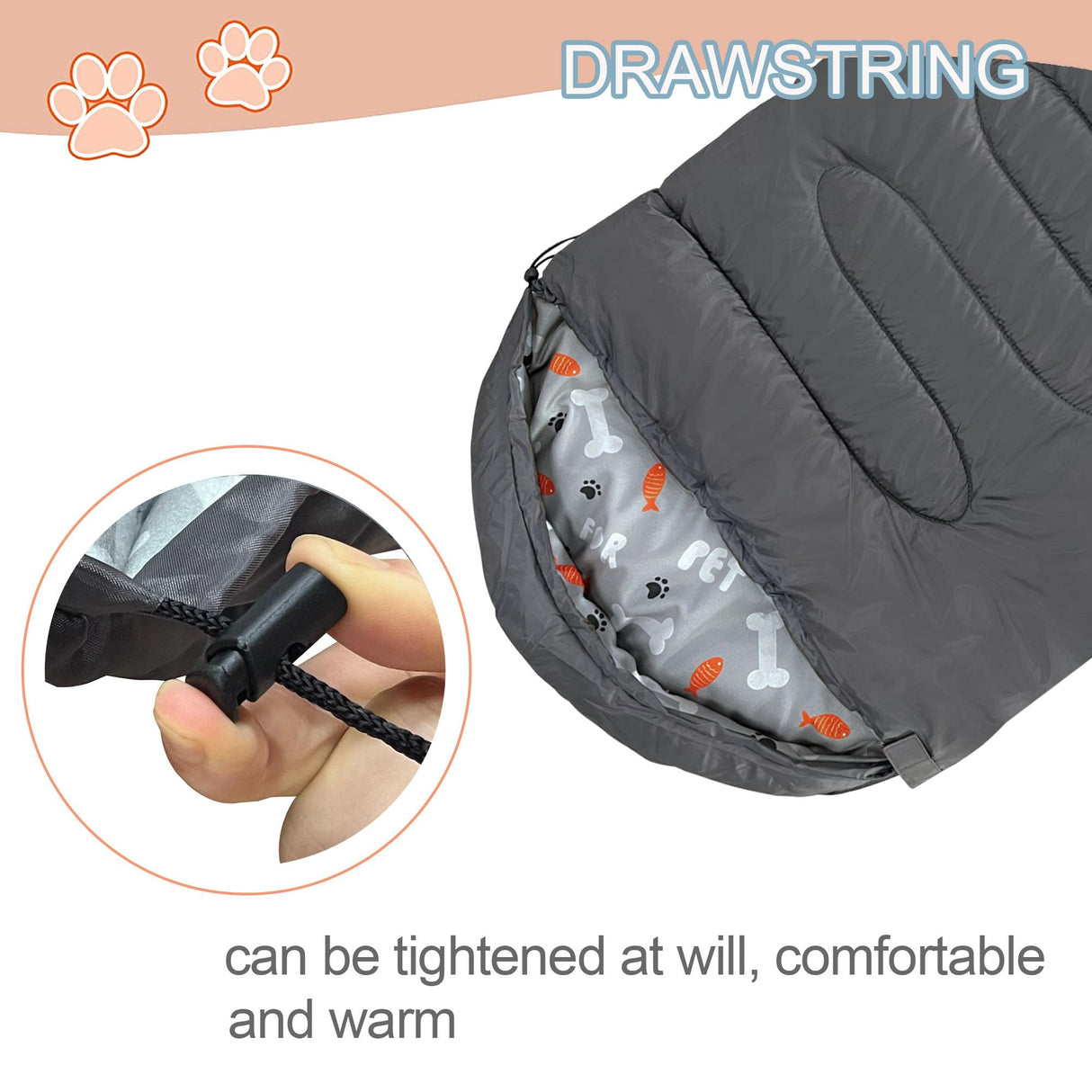 GeerDuo Dog Sleeping Bag Waterproof Warm Packable Dog Bed Mat with Storage Bag for Indoor Outdoor Travel Camping Hiking Backpacking (Grey)