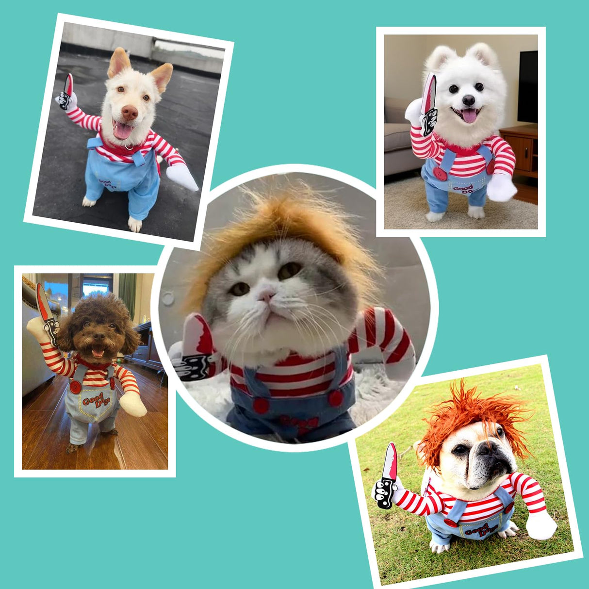 Pet Deadly Doll Dog & Cat Cosplay Costume for Small & Medium Pets - Adjustable Halloween & Christmas Dog Costume(XL)