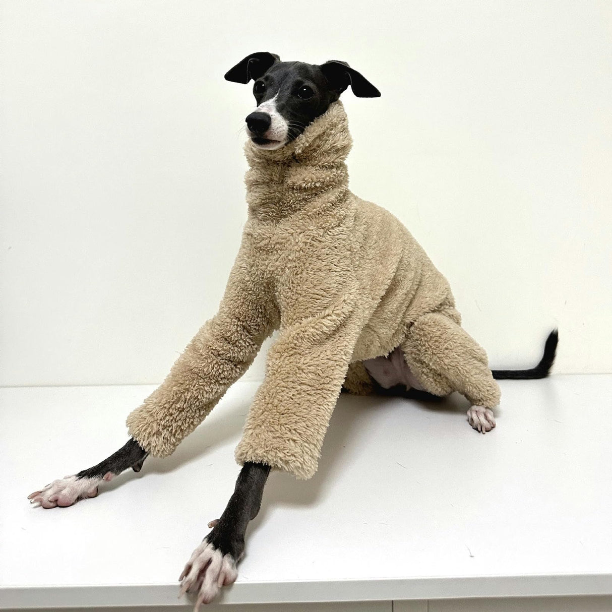 UOSIA Dog Winter Coat Soft Fleece Pullover Full Body Warm Whippet Pajamas Pjs Jumpsuit Cold Weather Pet Jacket Turtleneck Onesie Sweater for Italian Greyhound