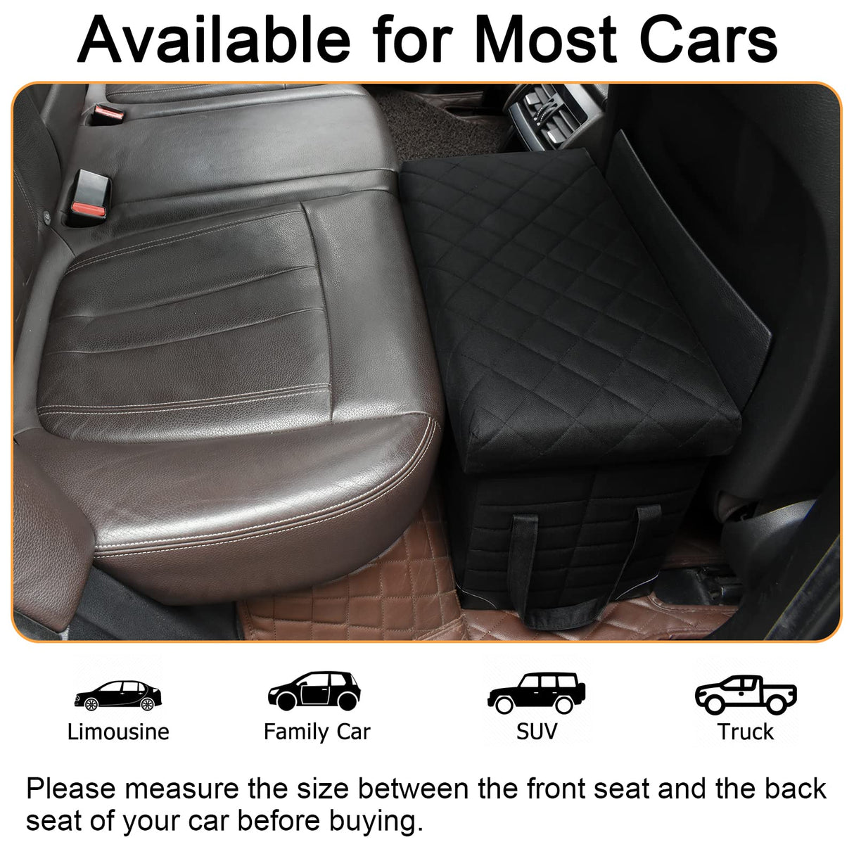 LIONROGE Car Back Seat Extender for Large Dogs up to 200lbs,Dog Car Back & Front Seat Extender with Storage,Prevent Your Dogs from Falling Off The Seat