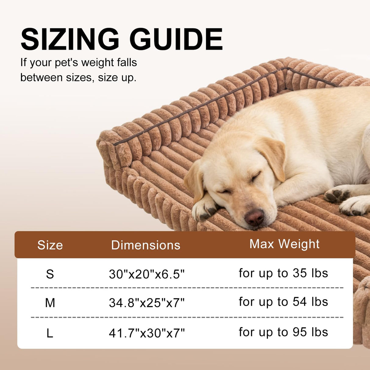 wowohpet Waterproof Orthopedic Dog Bed for Medium Dogs, Medium Non-Slip Pet Beds with Sides, Egg-Crate Memory Foam Dog Couch for Crate Removable Washable Cover, Brown