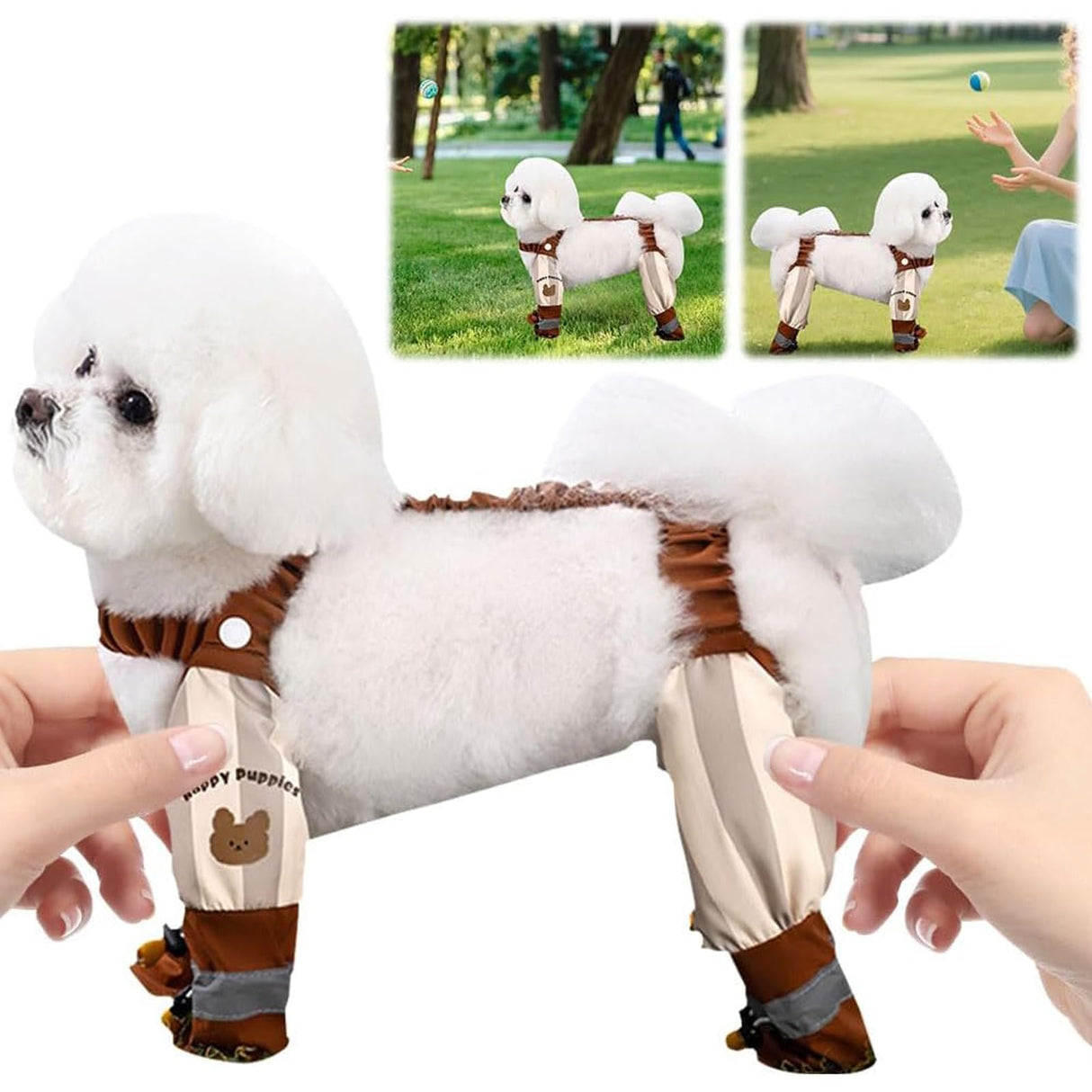 Anti Dirt Pants for Dogs Outdoor Dust-Proof Dog Pants Waterproof Boot Rain Boots with Suspender Anti-Slip Dog Paw Protector Shoes Adjustable Anti-Slip Boots for Walking Hiking (L)