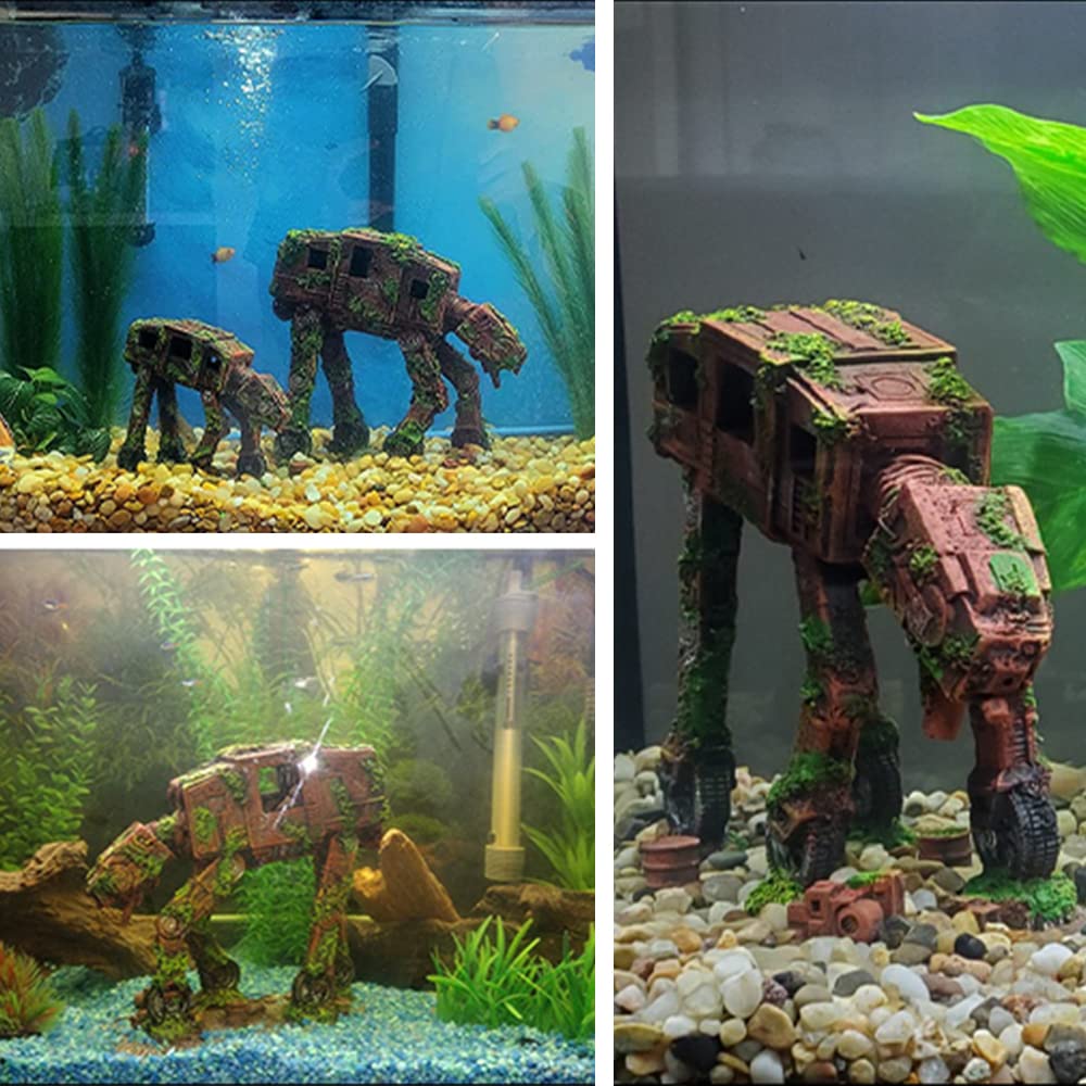 fazhongfa Fish Tank Decorations Star Wars Aquarium Accessories Small to Large Fish Tank Resin Decor for Betta Goldfish Hideouts Cave Hide Ornament Backgrounds (at-Large)