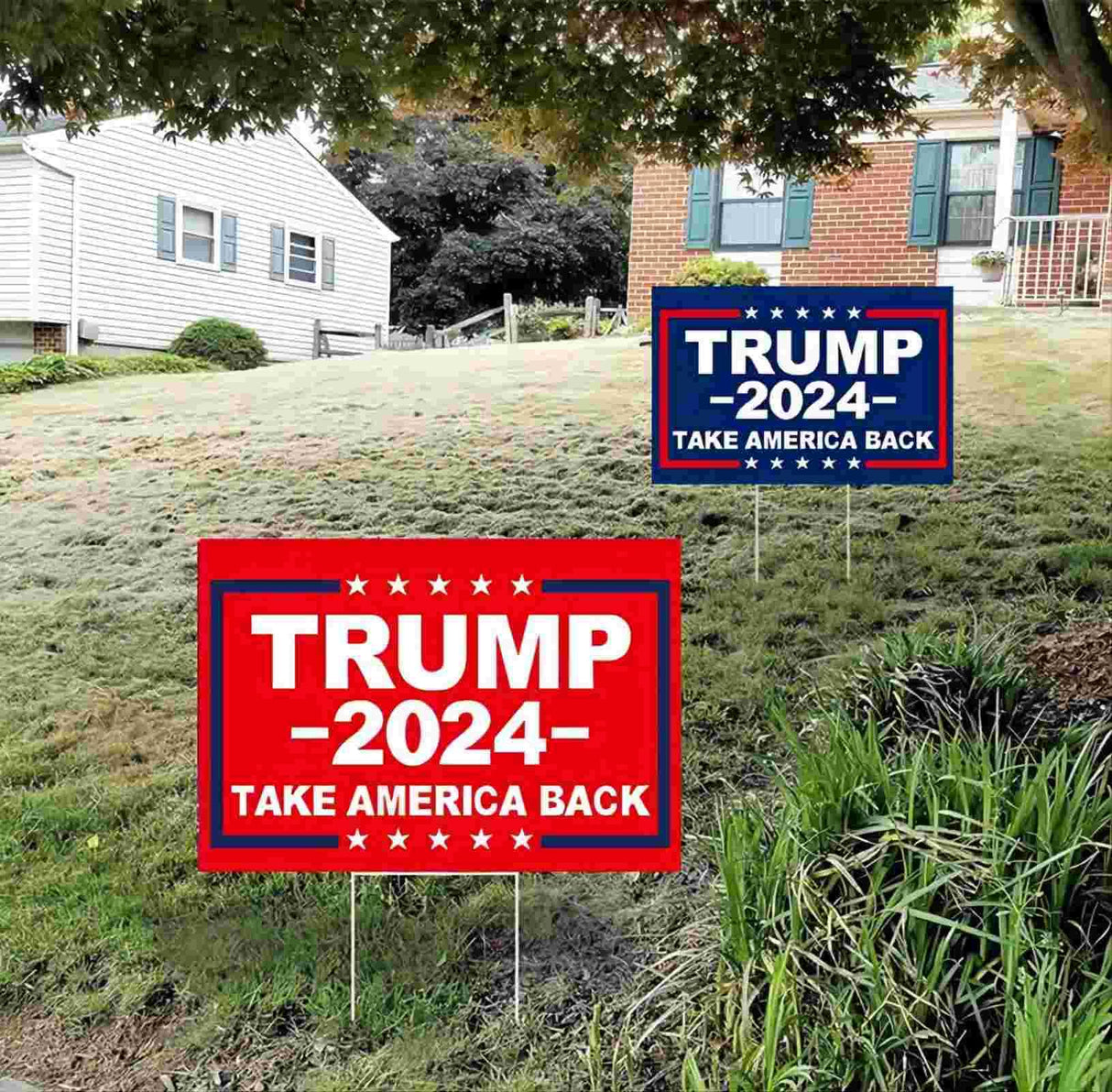 MAGJIUKE Donald Trump 2024 Yard Signs 18 X 12 Inches Double-Sided Printing Take America Back H-Shaped Metal Pipe, Billboard Voting Supports Elections Lawn Garden Open Space Courtyard Community Signs