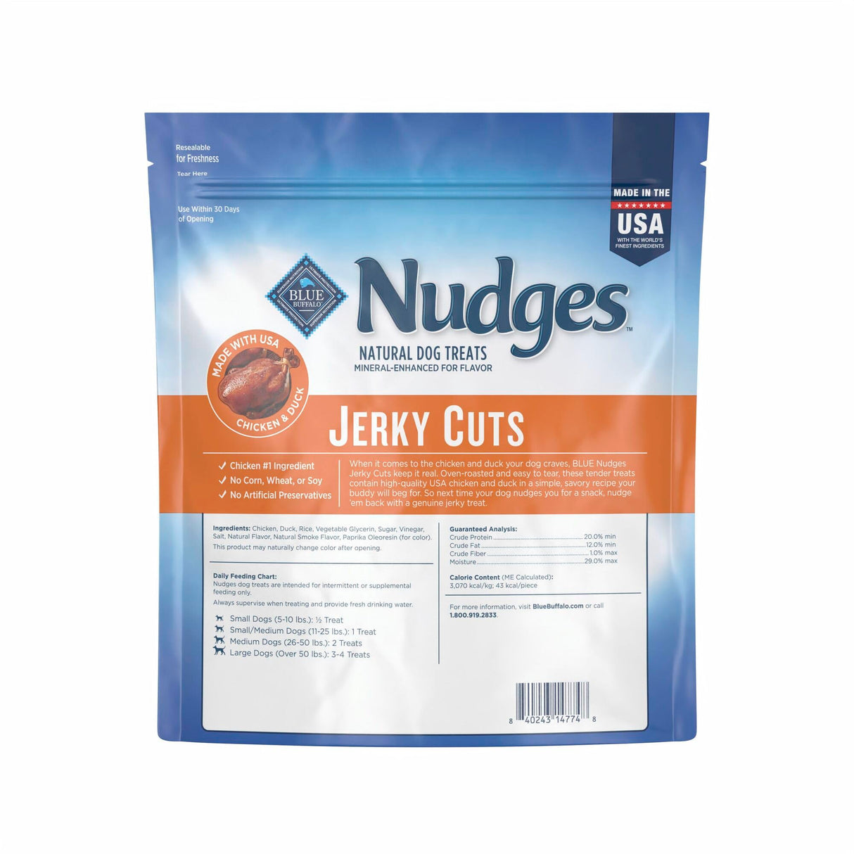 Blue Buffalo Nudges Jerky Cuts Dog Treats, Made in the USA with Natural Ingredients, Chicken & Duck, 36-oz Bag