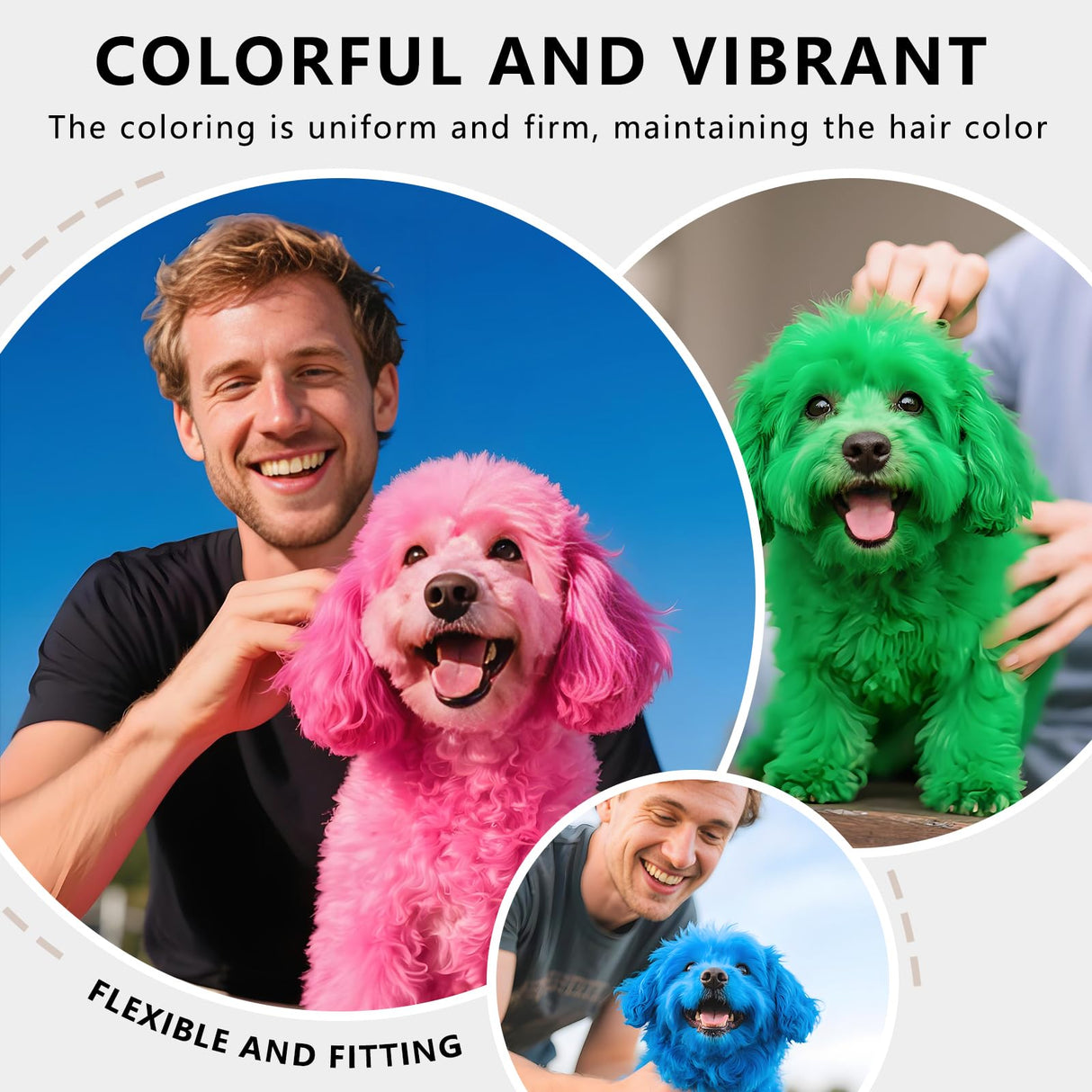 DOTUHAO Dog Hair Dye, 6 Color Pet Hair Dye, Pet Safe Dye, Dog Hair Coloring Agent, Fashionable DIY Pet Grooming Easy to Use Pet Hairs Dye Permanent for Pets Grooming (6 colors, 3.5 fl oz / 100 ml)