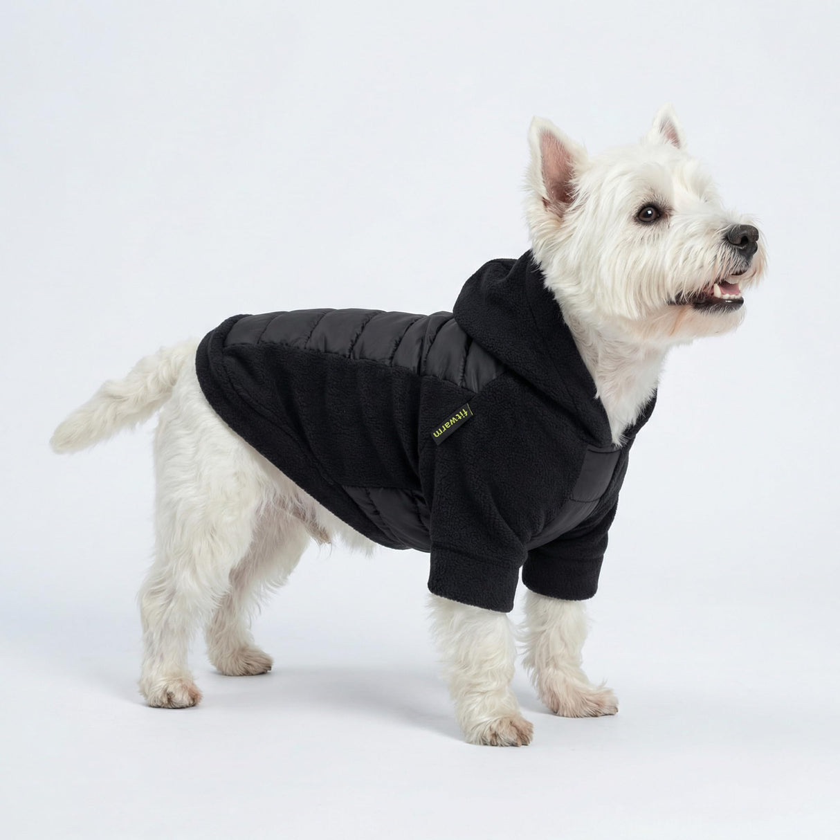 Fitwarm Quilted Fleece Dog Hoodie, Warm Coat, Winter Clothes for Small Dogs Boy Girl, Lightweight Pet Hooded Outfit, Black, XXL