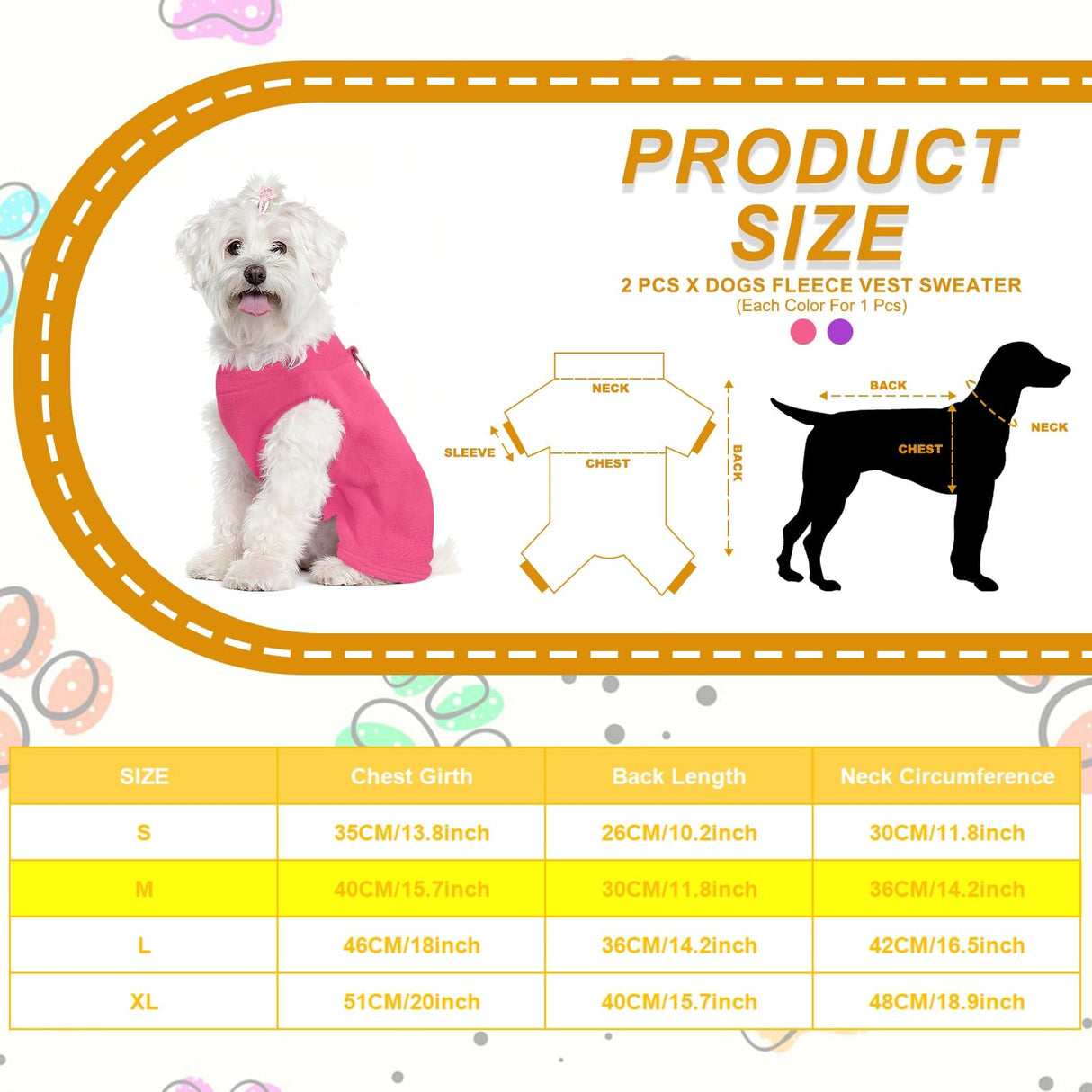 PETAXCELL Dogs Fleece Vest Sweater, Stretch Fleece Dog Coat with Leash Ring Winter Warm Pet Thick Clothes Soft (M, Solid, Rose Red/Purple, 2Pack), for Chihuahua/Bichon/Puppies/Kitten