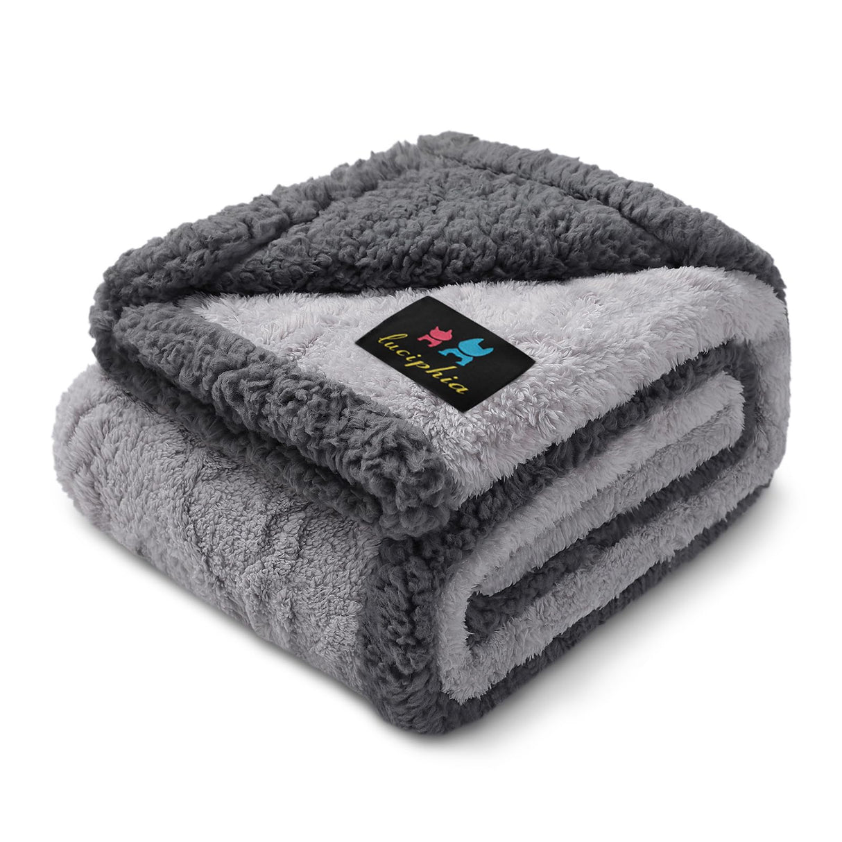 Luciphia Waterproof Pet Blanket, Liquid Pee Proof Dog Blankets for Sofa Bed Couch, Reversible Sherpa Fleece Furniture Protector Cover for Small Medium Large Dogs Cats,Light Grey Small(40" x 28")