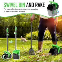 Load image into Gallery viewer, FUSBUNTY Pooper Scooper Swivel Bin & Rake with 100 Waste Bags, Dog Pooper Scooper with Bag Attachment for Large Medium Small Dogs, Poop Scooper with Lid for Lawn Yard Dog Kennel