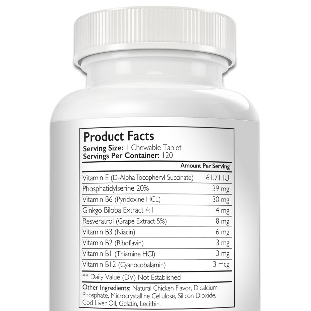 Nutrition Strength Cognitive Support for Dogs, Promotes Dog Brain Health, Mental Support Supplement for Cognitive Difficulties, 120 Chewable Tablets