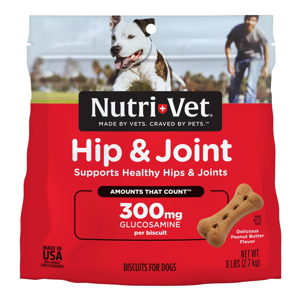 Nutri-Vet Hip & Joint Biscuits for Dogs, Dog Hip & Joint Supplement, Functional Treat, Large Sized Biscuit, 300mg of Glucosamine, 6 lb Bag