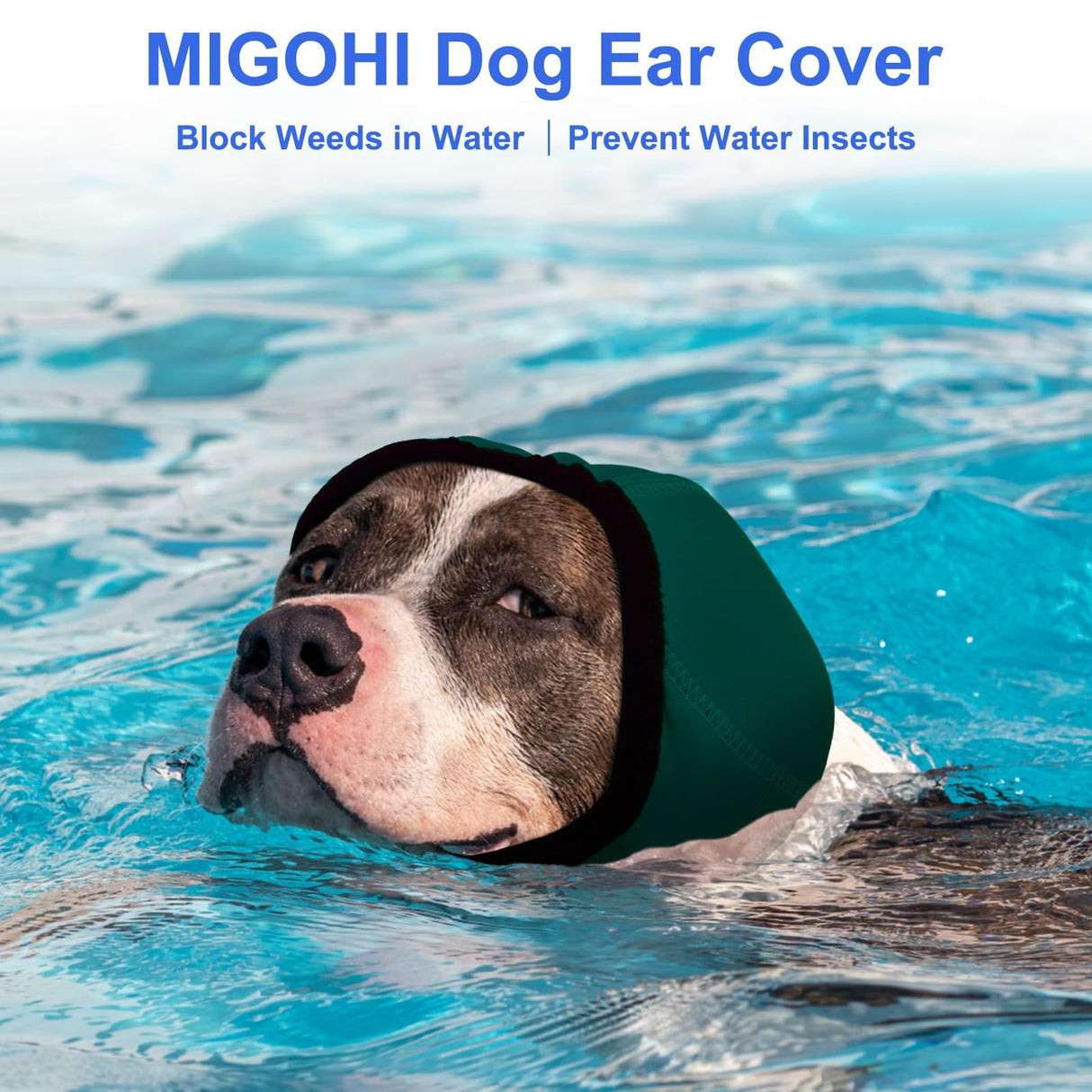 MIGOHI Dog Ear Muffs Noise Protection, Calming Hoodie with Soft Padding-Adjustable Headphones for Dog, Hook & Loop Headband for Dogs, S, Green
