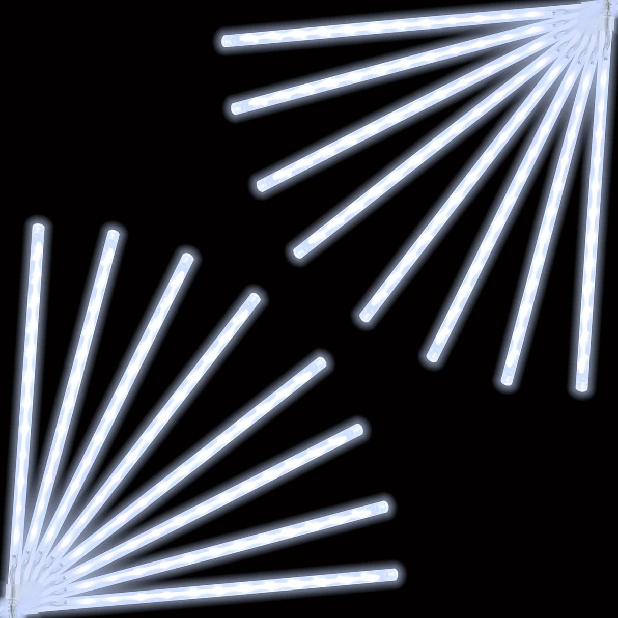 2-Pack Christmas Decorations Lights Outdoor, Total 384LED Meteor Shower Lights Rain Drop Lights 30cm 16 Tubes Indoor Outdoor Snow Cascading String Lights for Xmas Tree Roof Party Garden (Cool White)