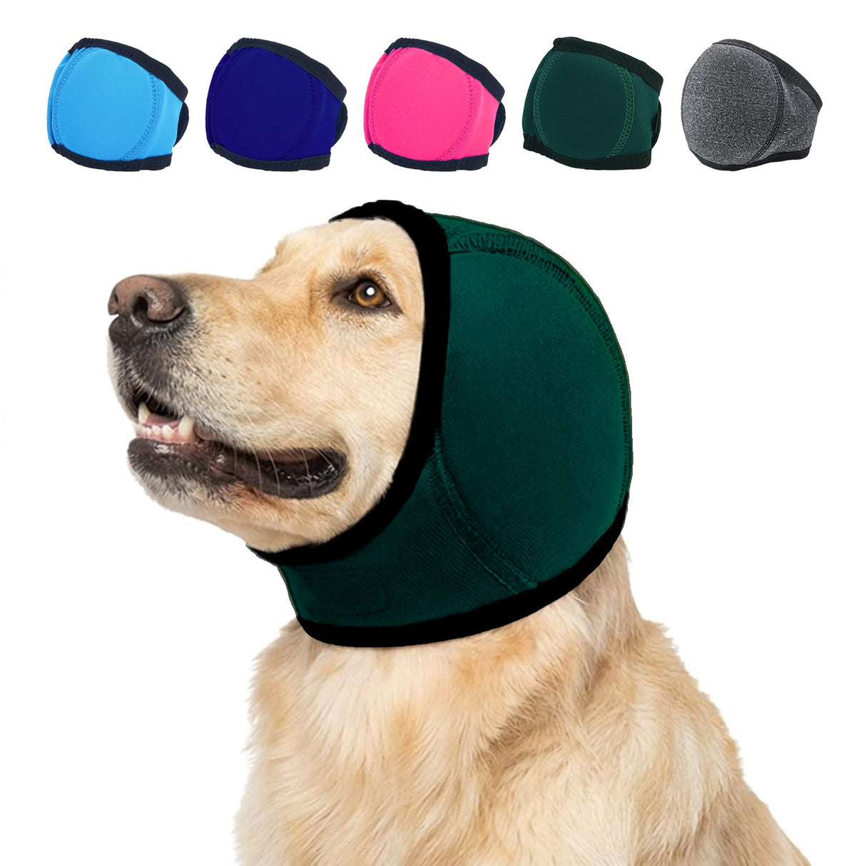 MIGOHI Dog Ear Muffs Noise Protection, Calming Hoodie with Soft Padding-Adjustable Headphones for Dog, Hook & Loop Headband for Dogs, S, Green