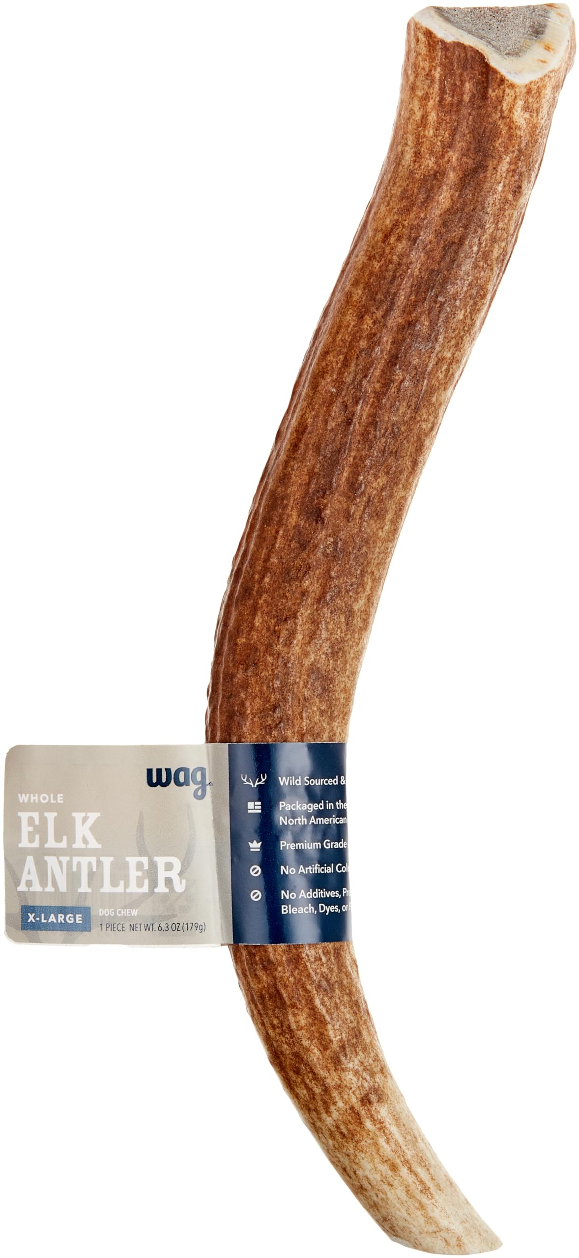 Wag Elk Antler - Whole - Long Lasting for Aggressive Chewers - X-Large 9.5-10.5 inches (Best for Dogs over 45 lbs)