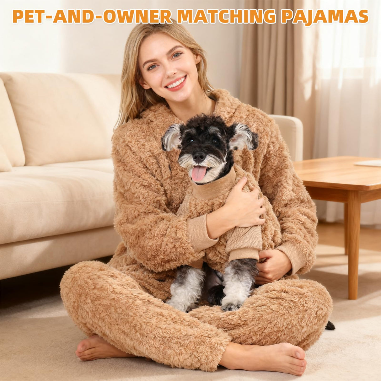 KOOLTAIL Dog Pajamas with Leash D-Ring, Fuzzy Sweater Onesie for Small Dogs, Warm Fleece Pet Jumpsuit Shirt, Lightweight Puppy Cat Pjs Clothes Coat Outfits for Chihuahua, Pitbull, Boy Girl, Beige M
