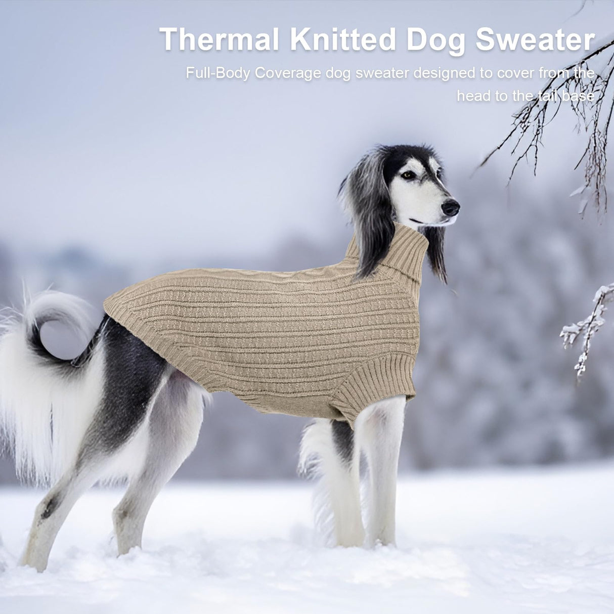 ASENKU Dog Sweater, Italian Greyhound Clothes, Warm Italian Greyhound Sweater, Turtleneck Knitted Dog Sweaters for Small Dogs, Cozy Pet Sweaters for Whippet (Small, Apricot)