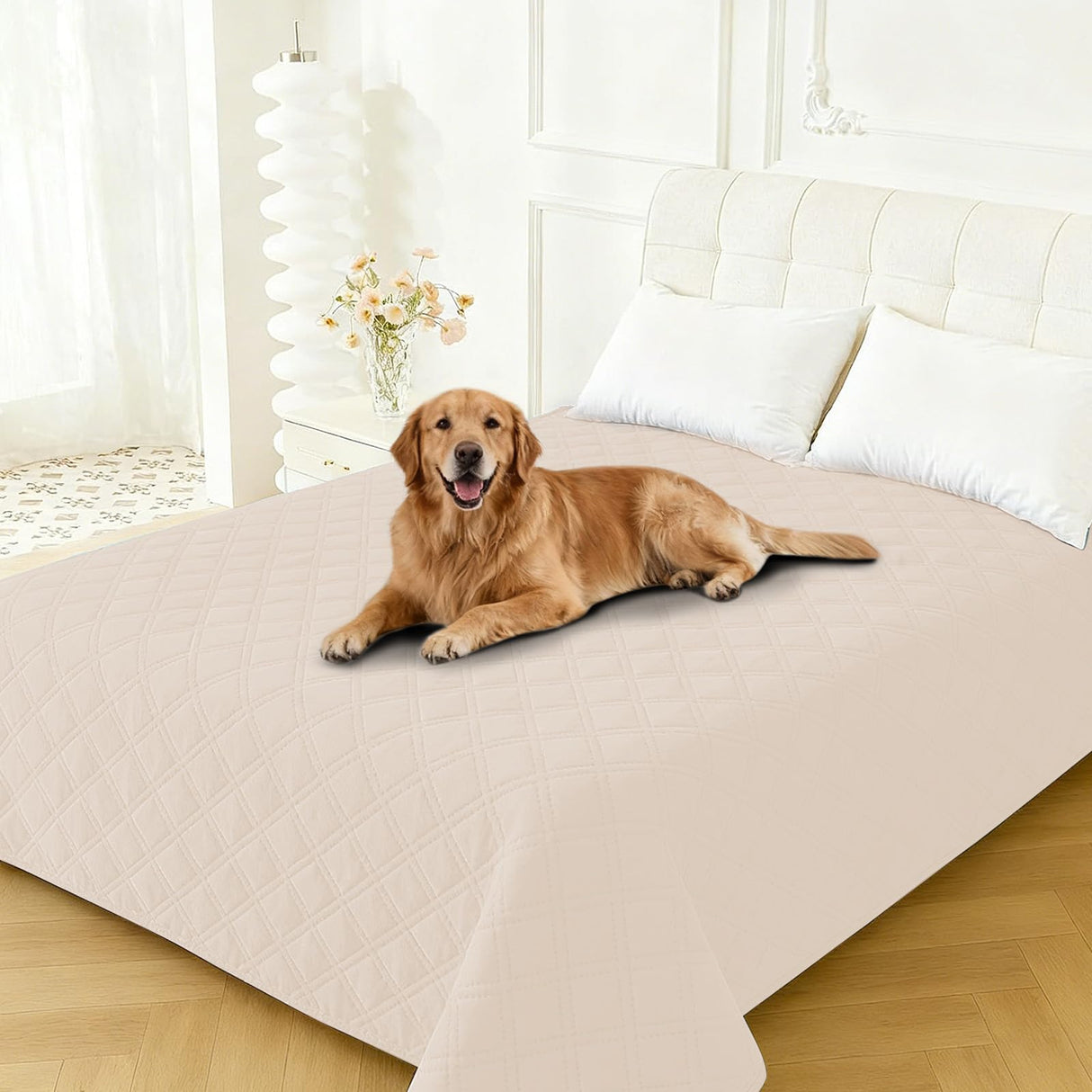 CYCMACO Waterproof Dog Blanket, Non-Slip Soft Pet Bed Cover, Couch Cover for Dogs Washable, Protects Sofa, Furniture, Crate, Car, Tear Resistant Leakproof Pet Blanket (30x53 Inch, Beige)