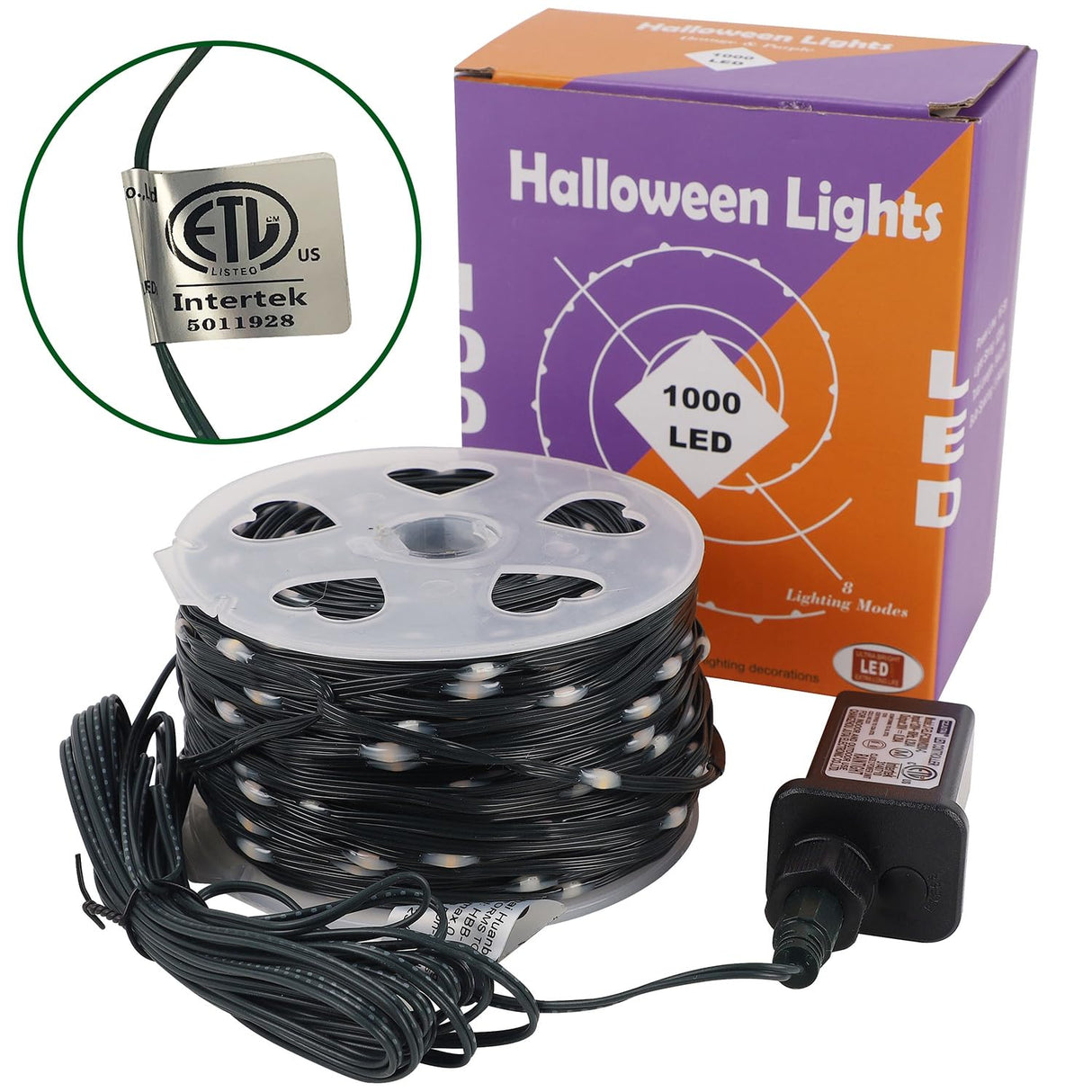 WATERGLIDE Extra Long 328 FT Halloween Lights, 1000 LED Outdoor Fairy String Lights, Green PVC Copper Wire Christmas Lights, Plug in 8 Modes & Waterproof for Tree Party Home Yard Decor, Purple