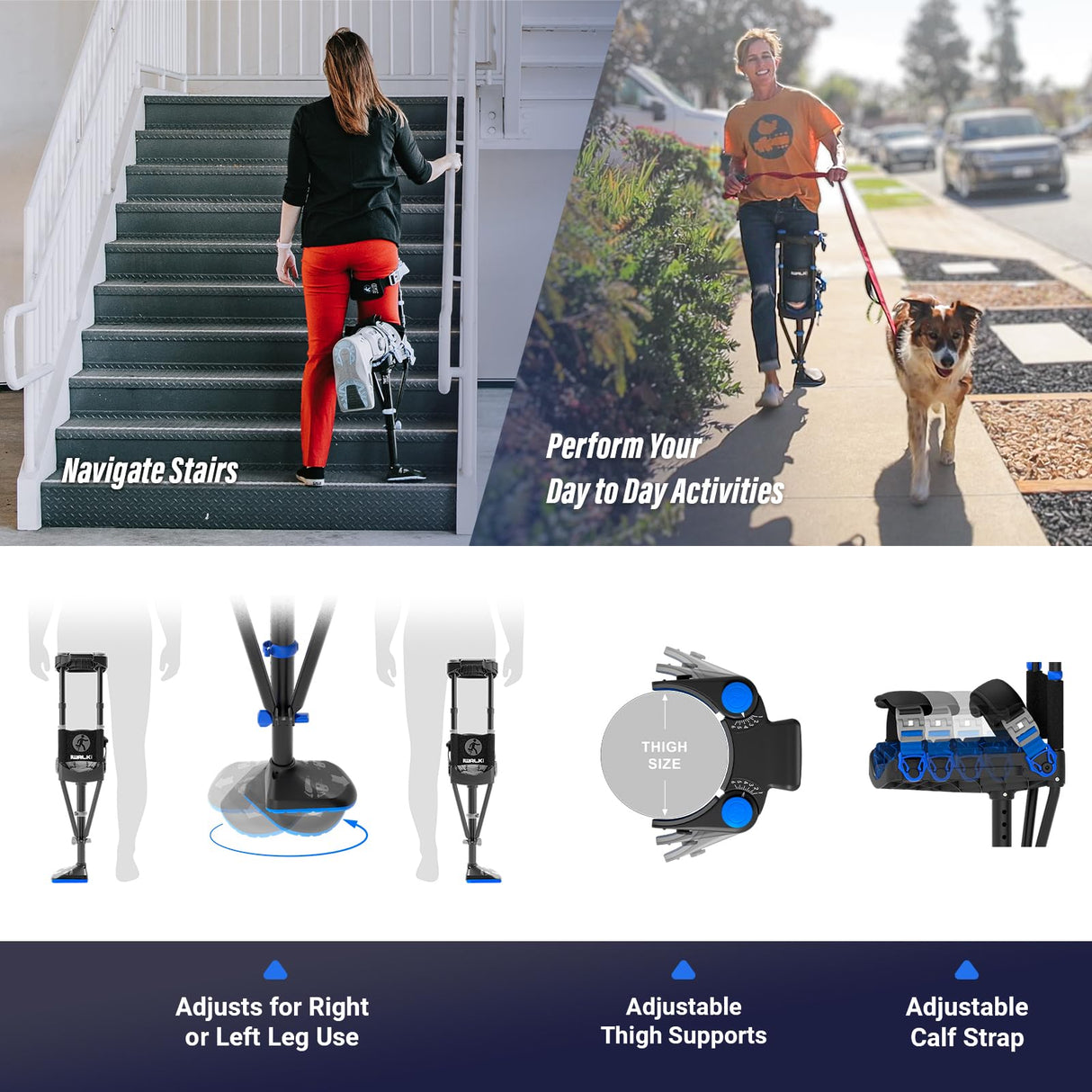 iWALK3.0 Hands Free Crutch - Pain Free Knee Crutch - Alternative to Crutches and Knee Scooters for Below the Knee Non-Weight Bearing Injuries Only - Review All Qualifications for Use Before Buying