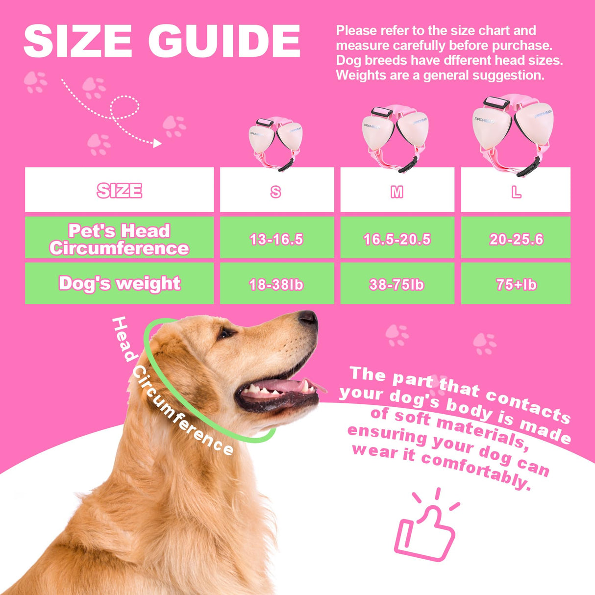 PROHEAR Dog Ear Muffs Noise Protection for Firework, Adjust Dog Noise Cancelling Headphones for Winter Outoor, Small, NRR 28 (S, Pink)