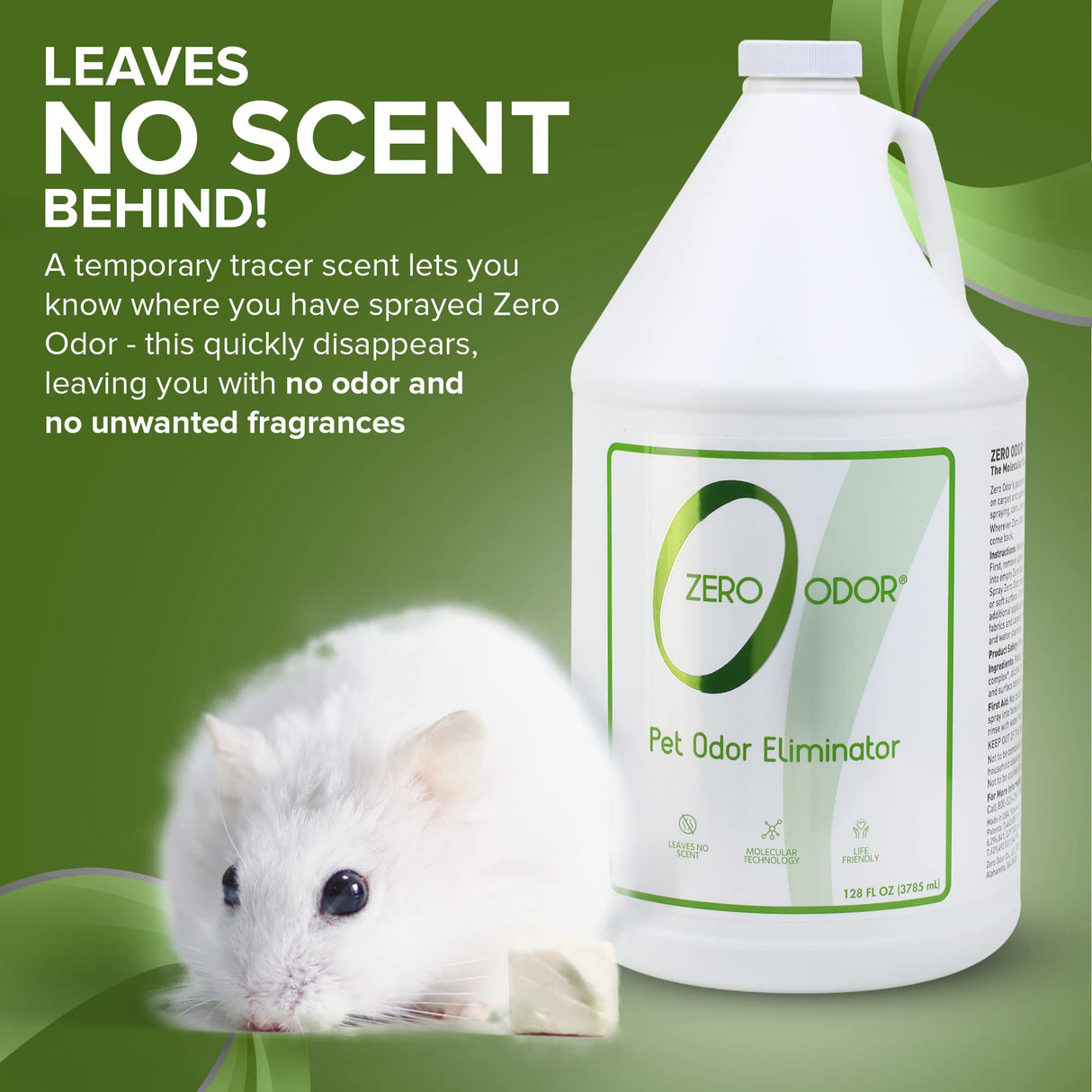 Zero Odor - Pet Odor Eliminator for strong odor, Eliminate Air & Surface Odors – Patented Molecular Technology Best For Carpet, Furniture, Beds Smell Great Again (128 Ounces)