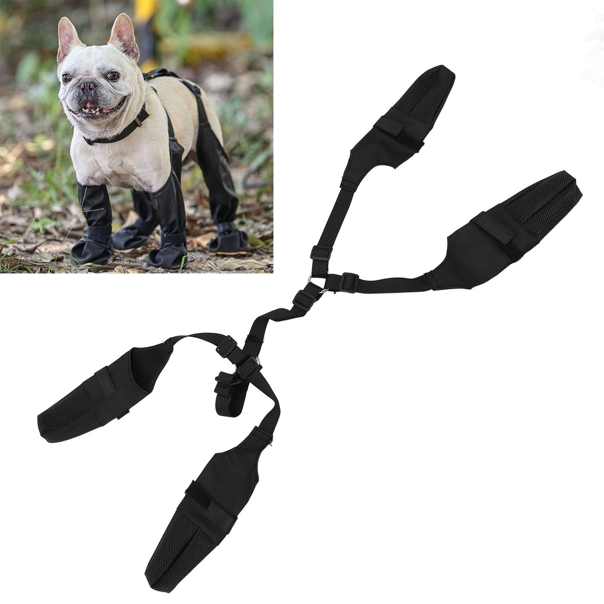 Dog Suspender Boots, Dog Boots Anti Slip Fall Dog Shoes Leggings, Adjustable Suspender Boots with Suspenders Slip Dog Paws Protector Shoes Leggings for Dogs