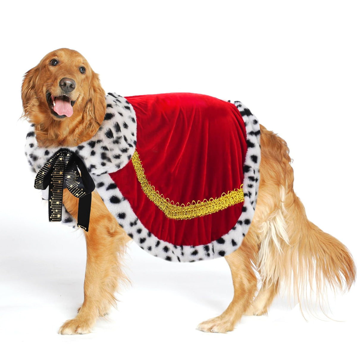 Pet Cloak King Dog Cape Robe Cute Halloween Christmas Cat Costume Queen Clothes Lux Fur Royal Cape Prince Princess Outfit Birthday Dress Small Large Dog Halloween Costume (Crimson, Large)